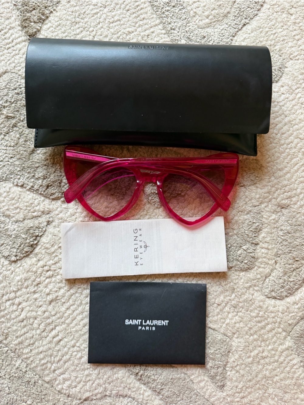 Saint Laurent Pink Lou Lou Heart Cat-Eye Sunglasses - Picture 8 of 9